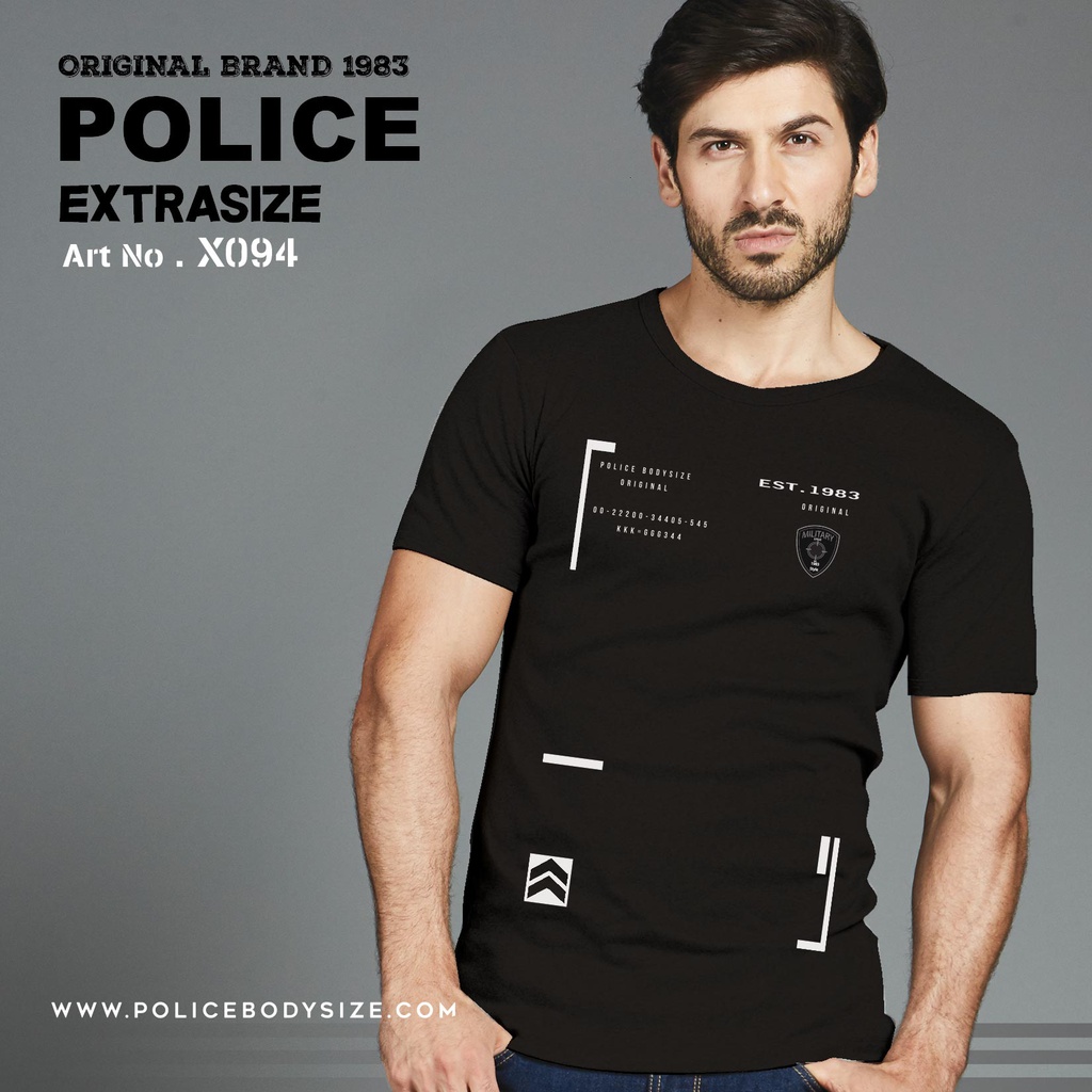 تی شرت مردانه پلیس - X094  (EXTRA SIZE اکسترا سایز)