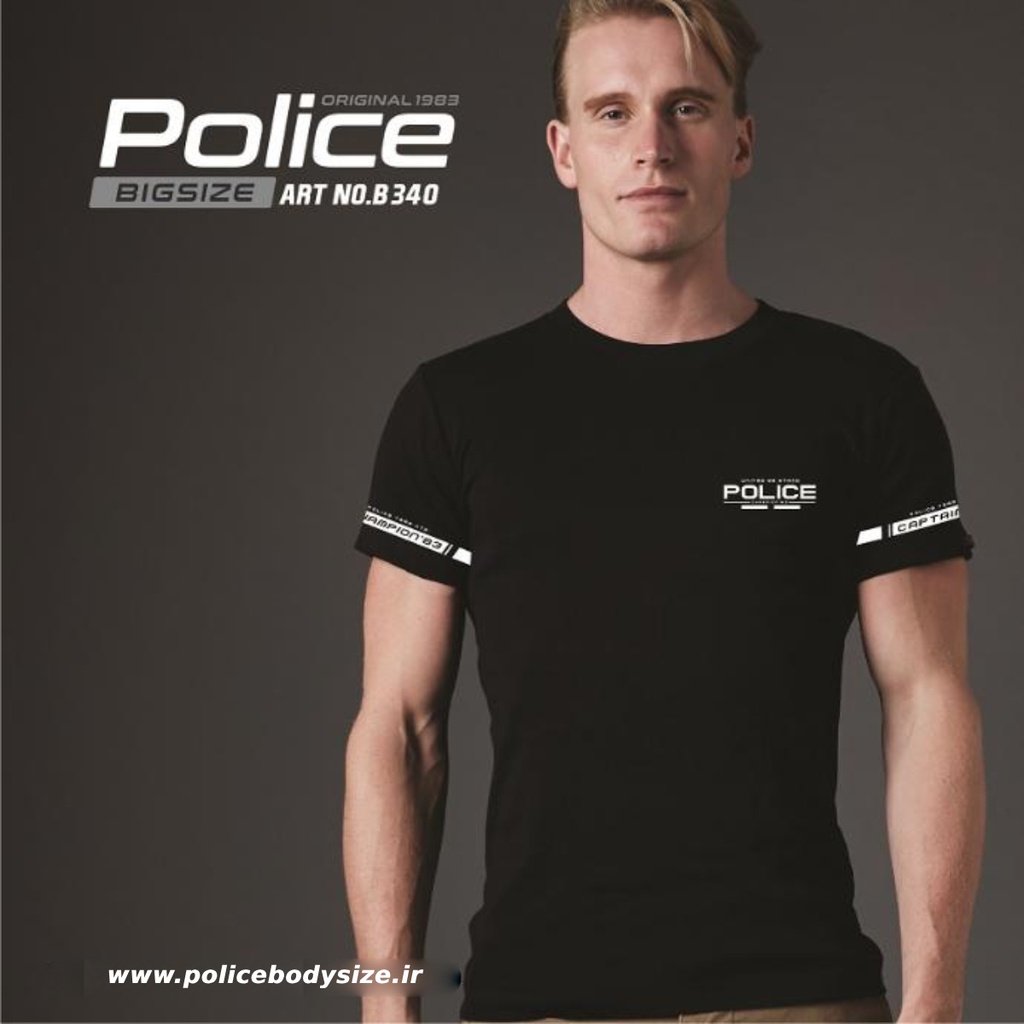 تی شرت پلیس مردانه  - B340 (BIG SIZE بیگ سایز)