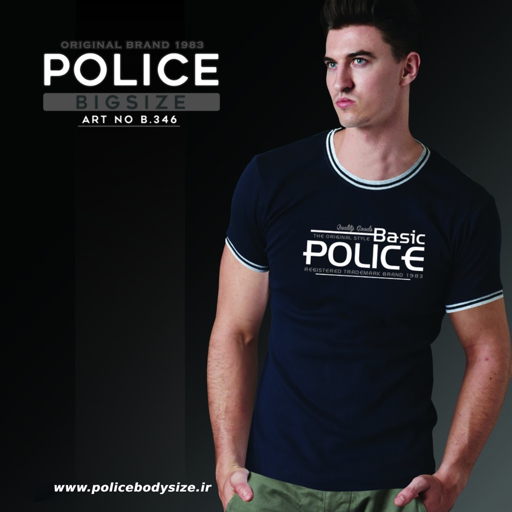 تی شرت پلیس  مردانه  - B346 (BIG SIZE بیگ سایز)