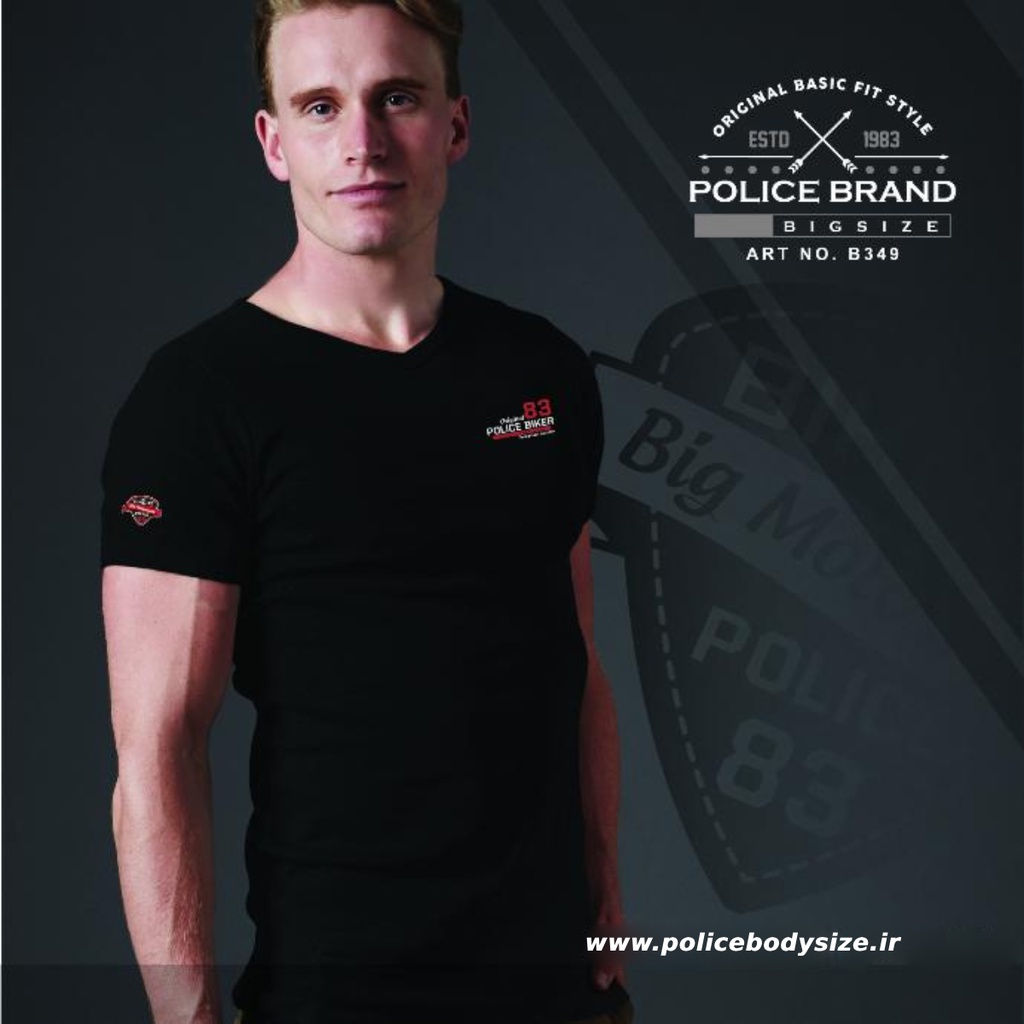 تی شرت پلیس مردانه  - B349 (BIG SIZE بیگ سایز)