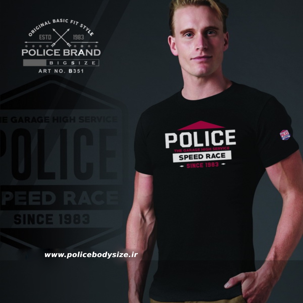 تی شرت پلیس  مردانه  - B351 (BIG SIZE بیگ سایز)