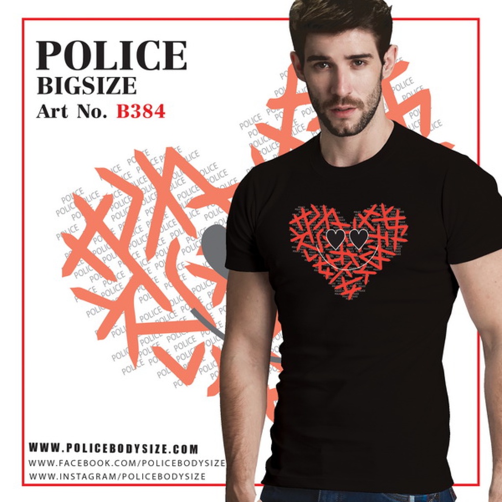 تی شرت مردانه پلیس  - B384 (BIG SIZE بیگ سایز)