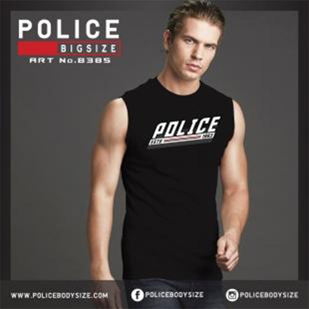 تیشرت استین حلقه ای مردانه پلیس - B385 (BIG SIZE بیگ سایز)