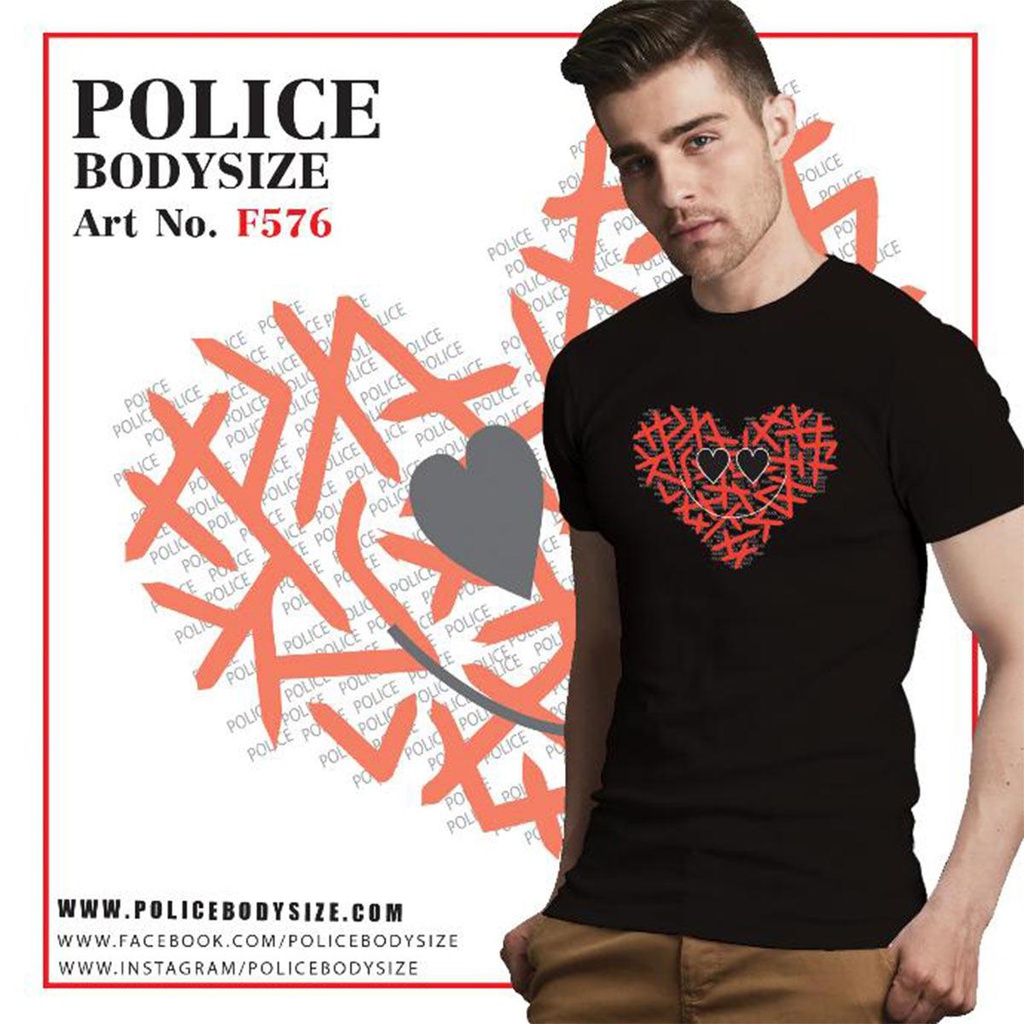 تی شرت مردانه پلیس  - F576 (BODYSIZE(S,M) سایز متوسط و کوچک)