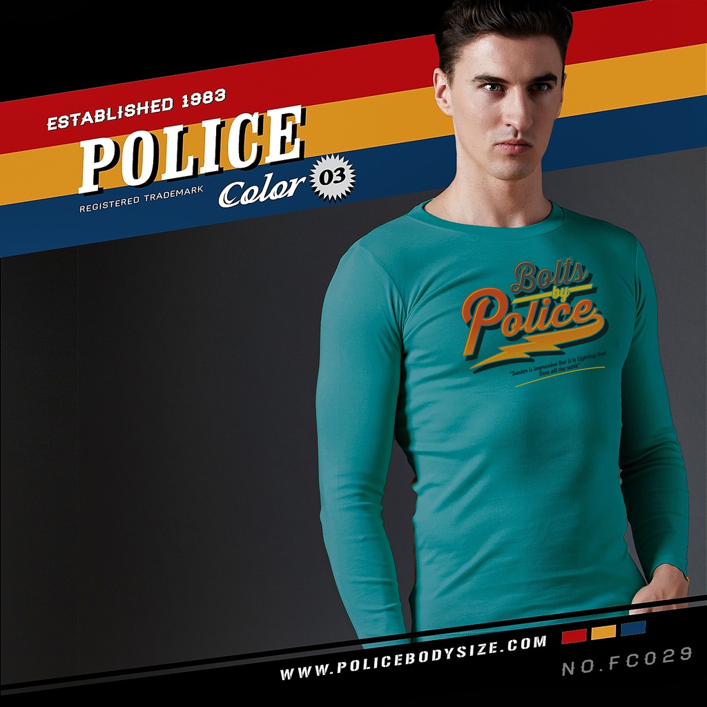 تی شرت آستین بلند پلیس مردانه  - FC029 (BODYSIZE(S,M) سایز متوسط و کوچک)
