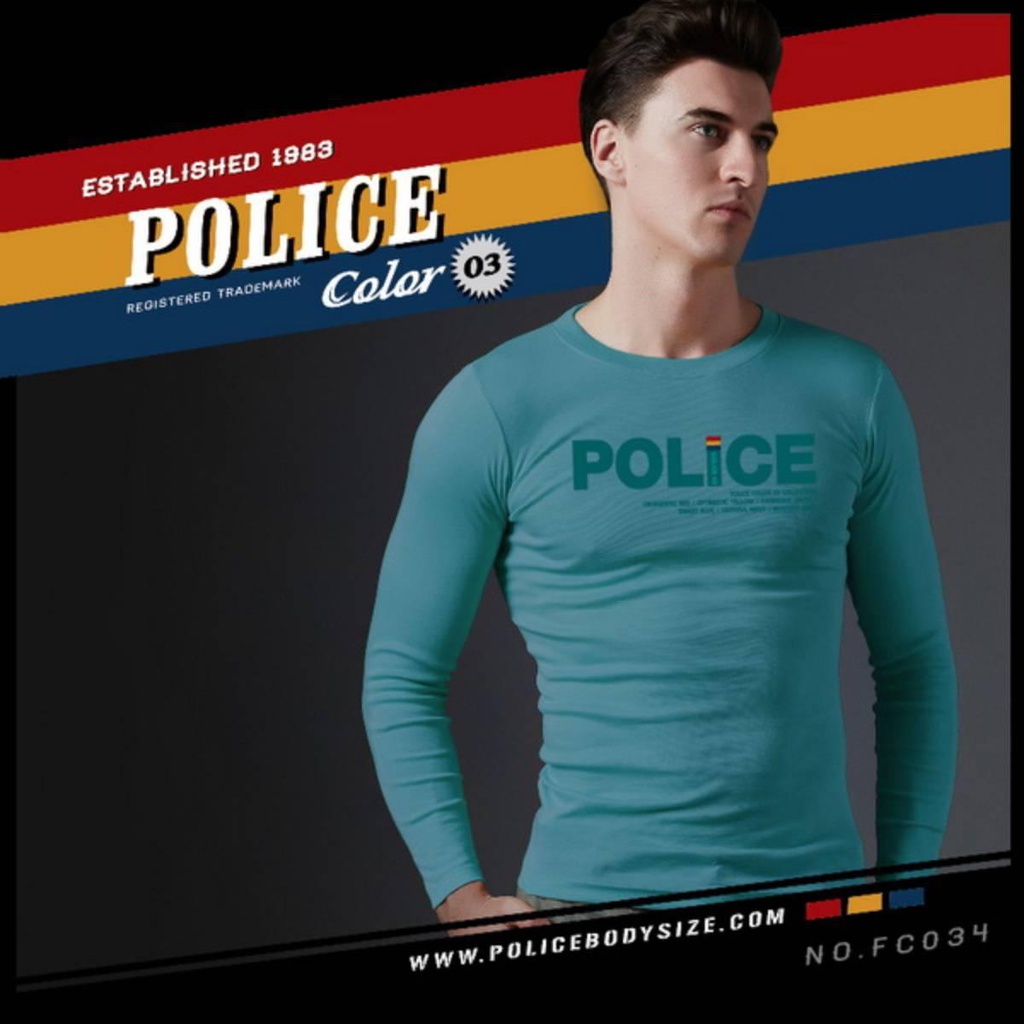 تی شرت مردانه آستین بلند پلیس  - FC033 (BODYSIZE(S,M) سایز متوسط و کوچک)