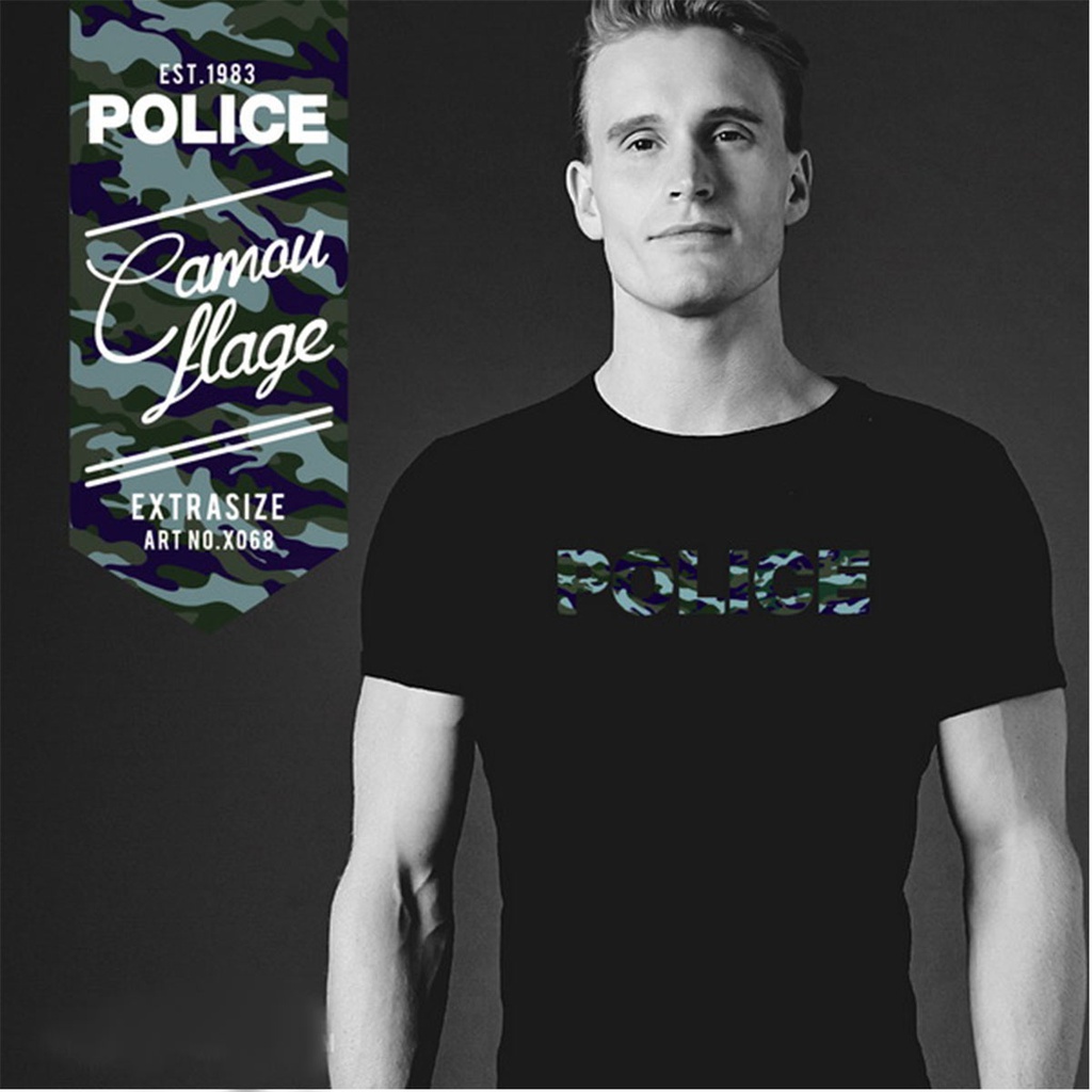 تی شرت مردانه پلیس  - X068  (EXTRA SIZE اکسترا سایز)