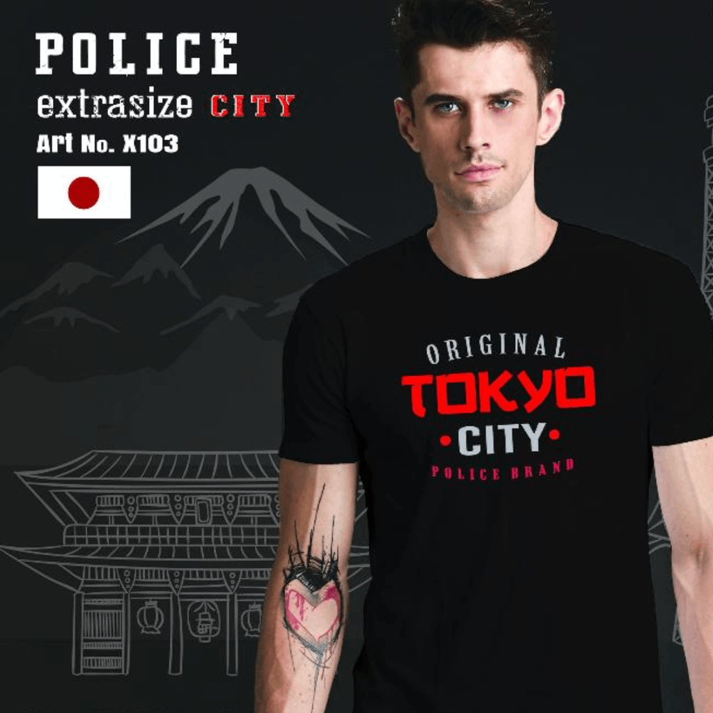 تی شرت مردانه پلیس - X103  (EXTRA SIZE اکسترا سایز )