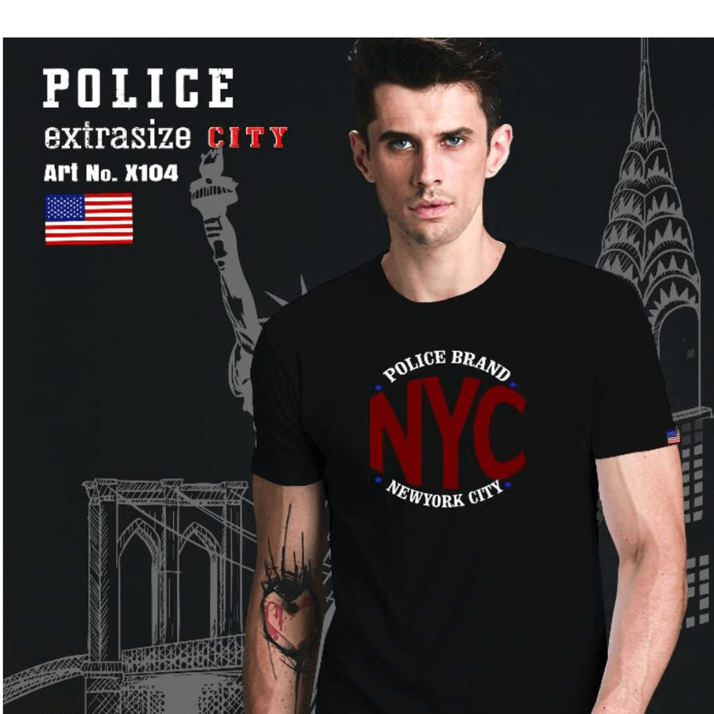تی شرت پلیس مردانه - X104  (EXTRA SIZE اکسترا سایز )