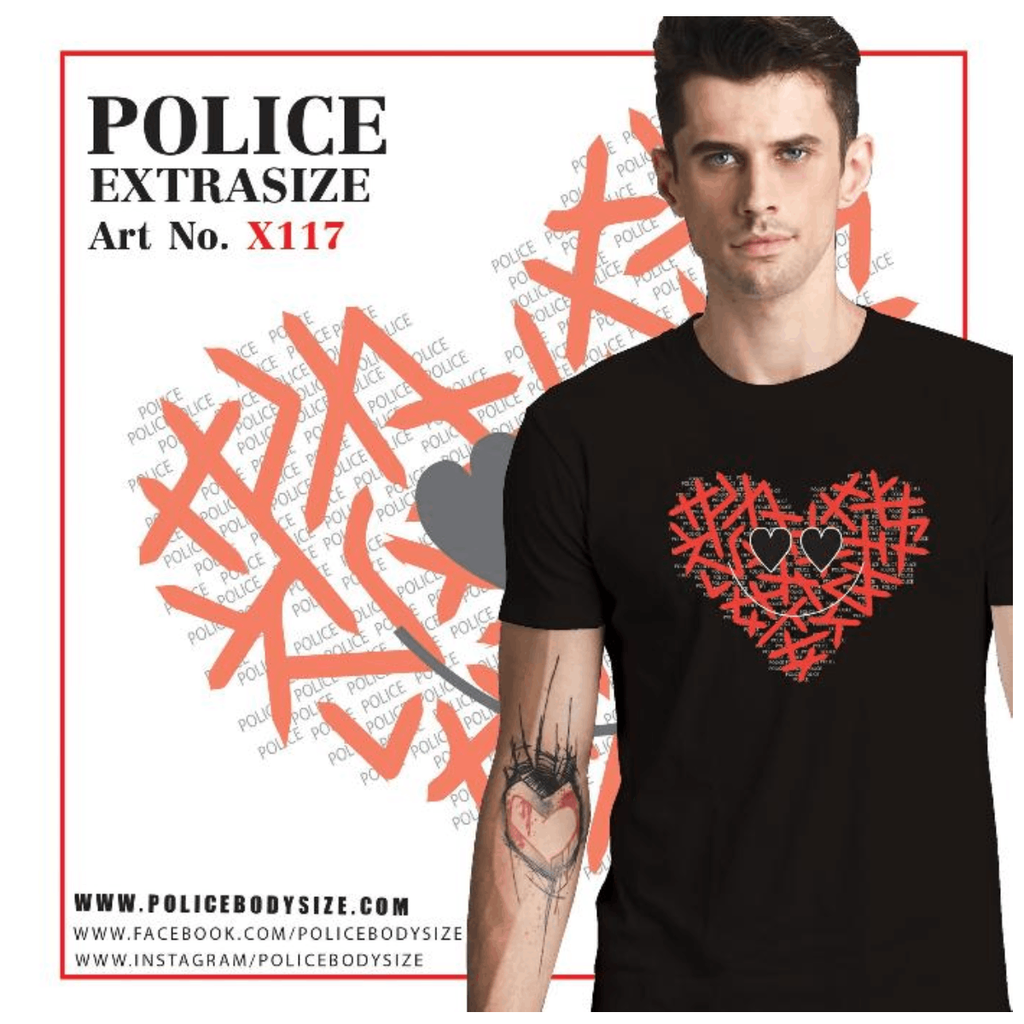 تی شرت مردانه پلیس - X117  (EXTRA SIZE اکسترا سایز)